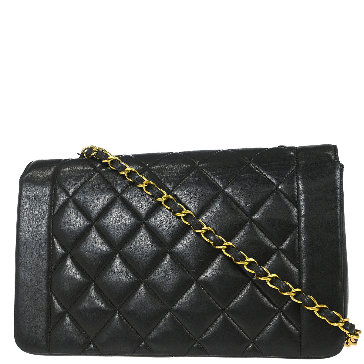 Chanel 1994-1996 Black Lambskin Medium Diana Shoulder Bag