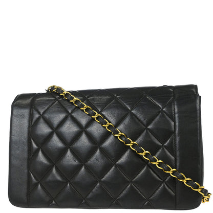 Chanel 1994-1996 Black Lambskin Medium Diana Shoulder Bag