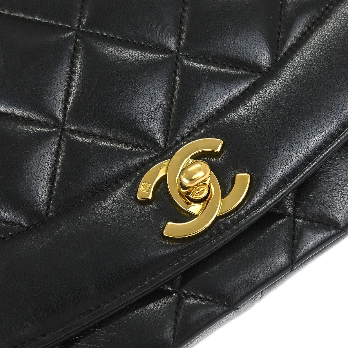 Chanel 1994-1996 Black Lambskin Medium Diana Shoulder Bag