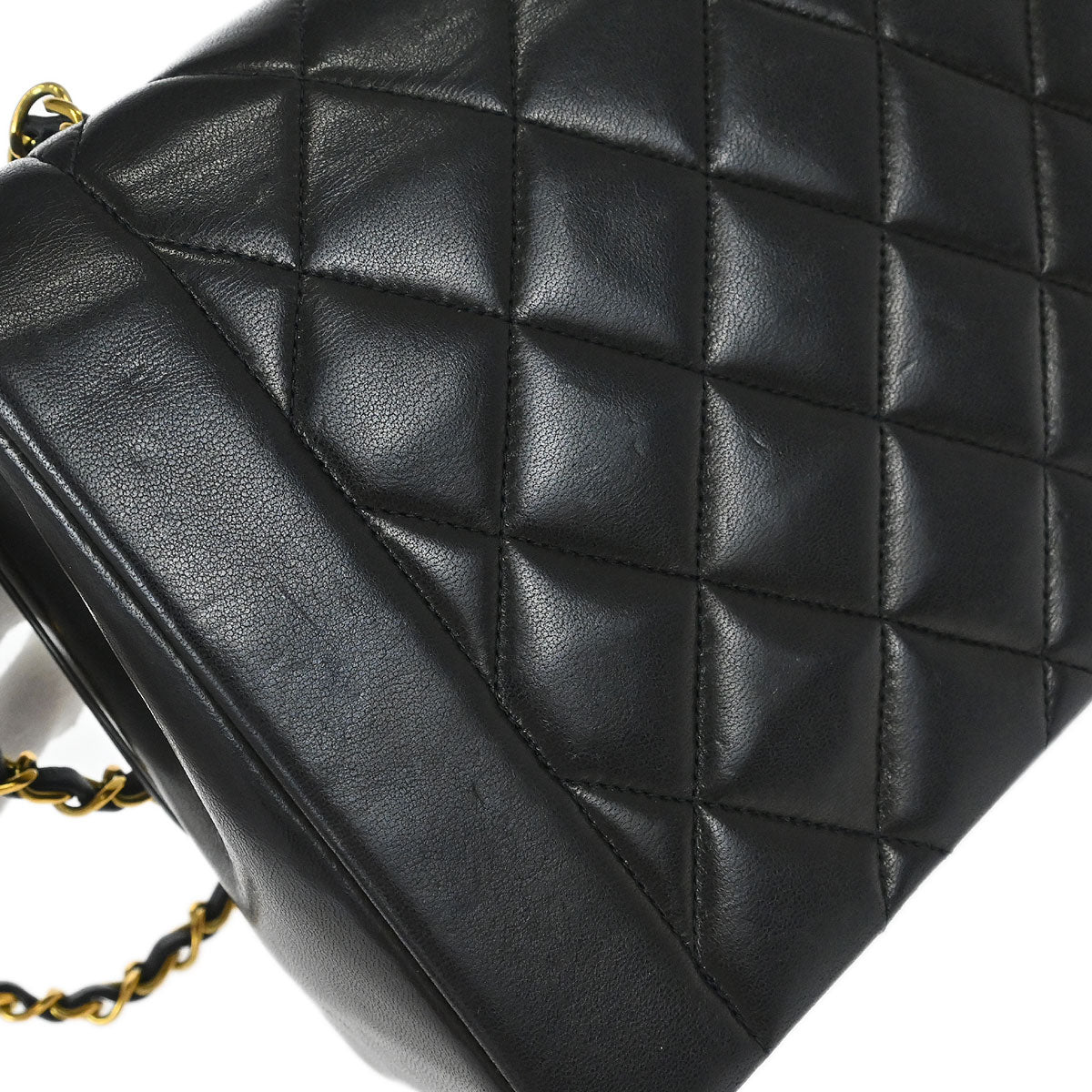 Chanel 1994-1996 Black Lambskin Medium Diana Shoulder Bag