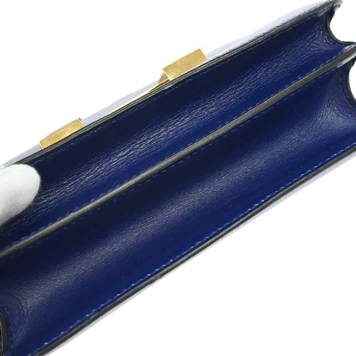Hermes Blue Saphir Box Calf Constance 18 Shoulder Bag