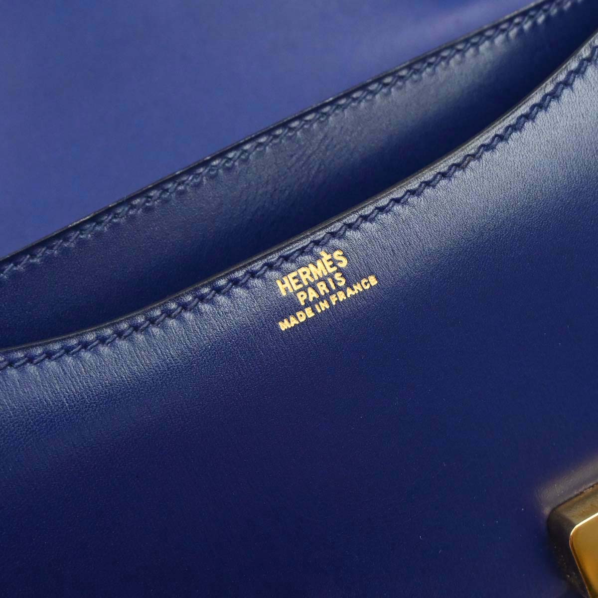 Hermes Blue Saphir Box Calf Constance 18 Shoulder Bag