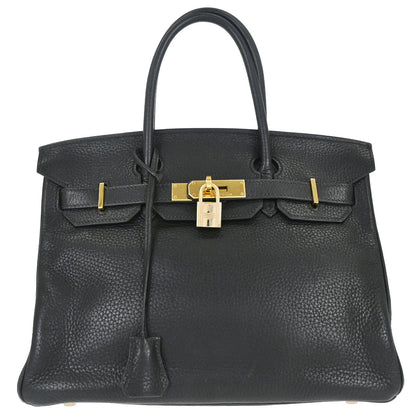 Hermes 2006 Black Taurillon Clemence Birkin 30 Handbag