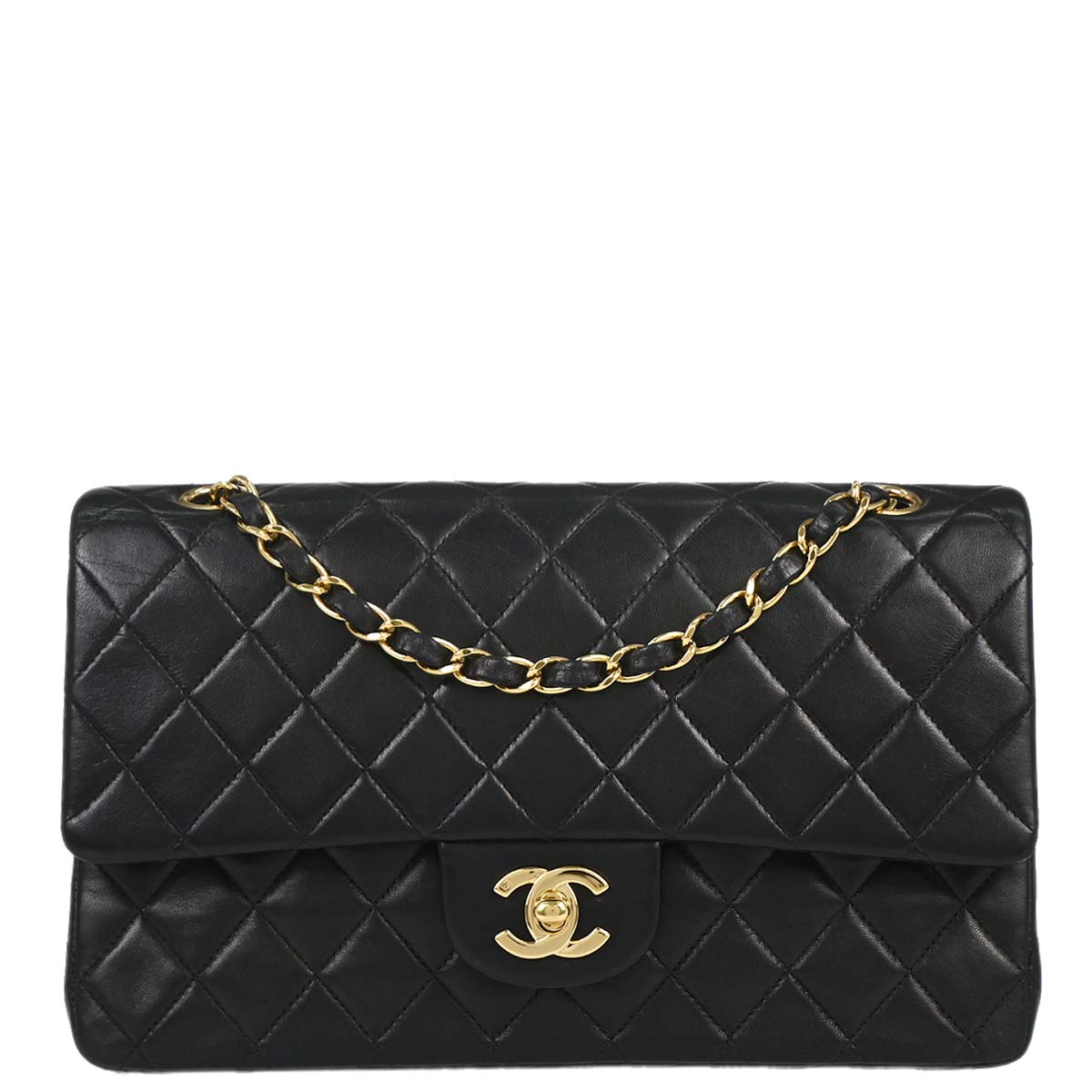Chanel Black Lambskin Medium Classic Double Flap Shoulder Bag