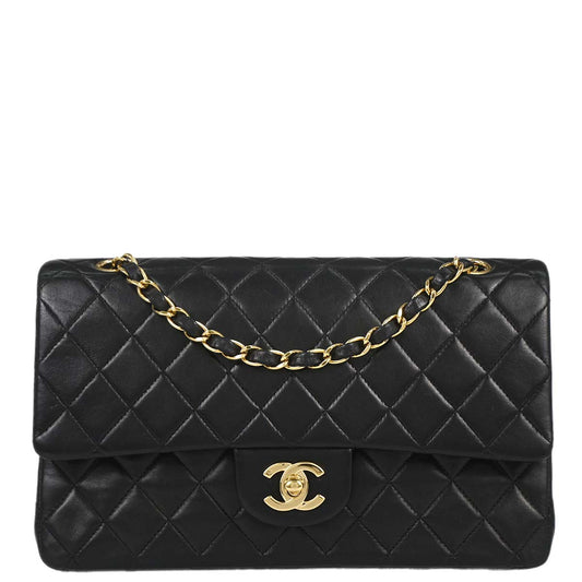 Chanel Black Lambskin Medium Classic Double Flap Shoulder Bag
