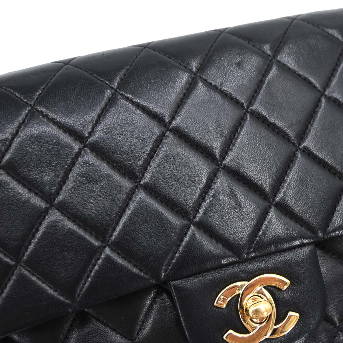 Chanel Black Lambskin Medium Classic Double Flap Shoulder Bag