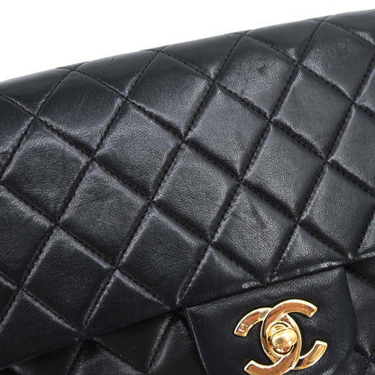 Chanel Black Lambskin Medium Classic Double Flap Shoulder Bag