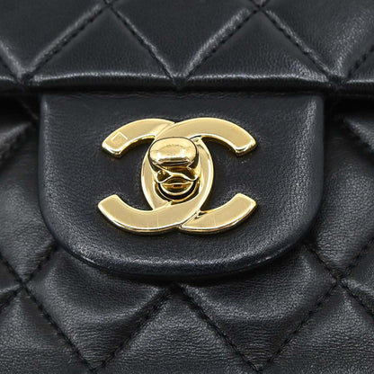 Chanel Black Lambskin Medium Classic Double Flap Shoulder Bag