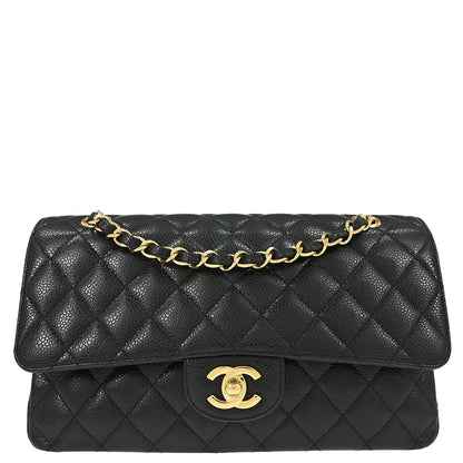 Chanel Black Caviar Skin Medium Classic Double Flap Shoulder Bag