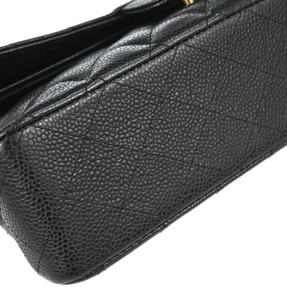 Chanel Black Caviar Skin Medium Classic Double Flap Shoulder Bag