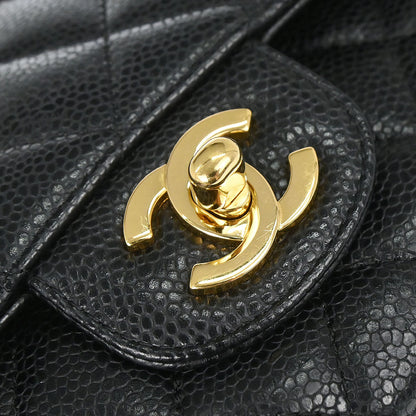 Chanel Black Caviar Skin Medium Classic Double Flap Shoulder Bag