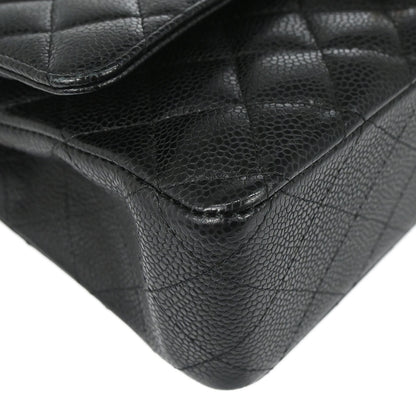 Chanel Black Caviar Skin Medium Classic Double Flap Shoulder Bag