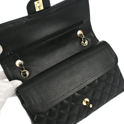 Chanel Black Caviar Skin Medium Classic Double Flap Shoulder Bag