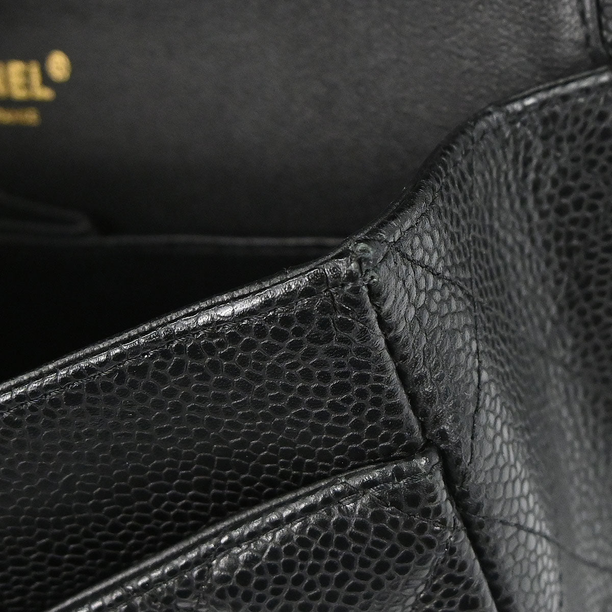 Chanel Black Caviar Skin Medium Classic Double Flap Shoulder Bag