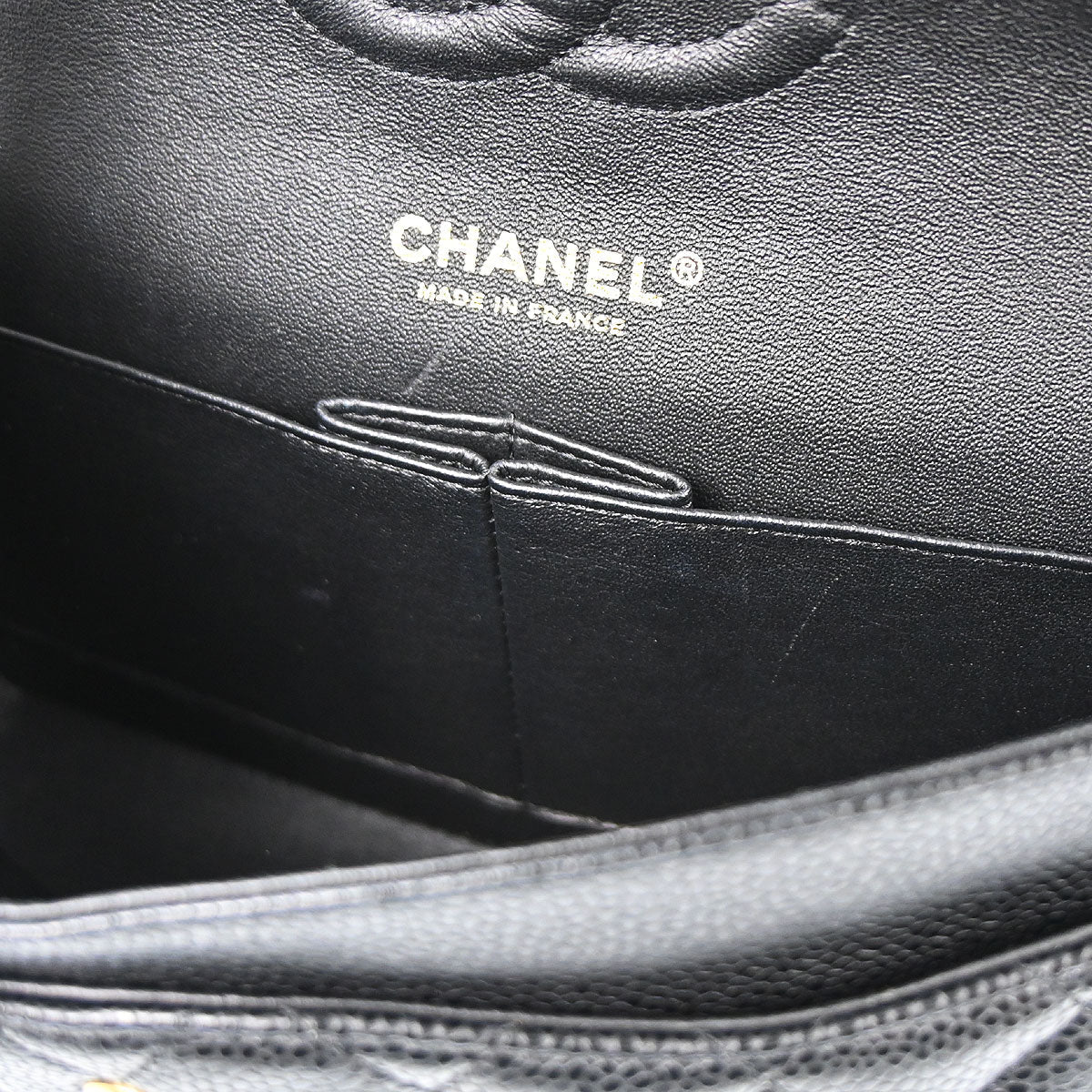 Chanel Black Caviar Skin Medium Classic Double Flap Shoulder Bag