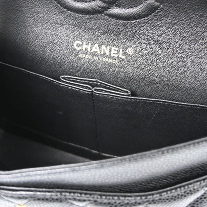 Chanel Black Caviar Skin Medium Classic Double Flap Shoulder Bag