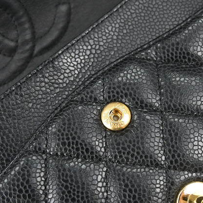 Chanel Black Caviar Skin Medium Classic Double Flap Shoulder Bag