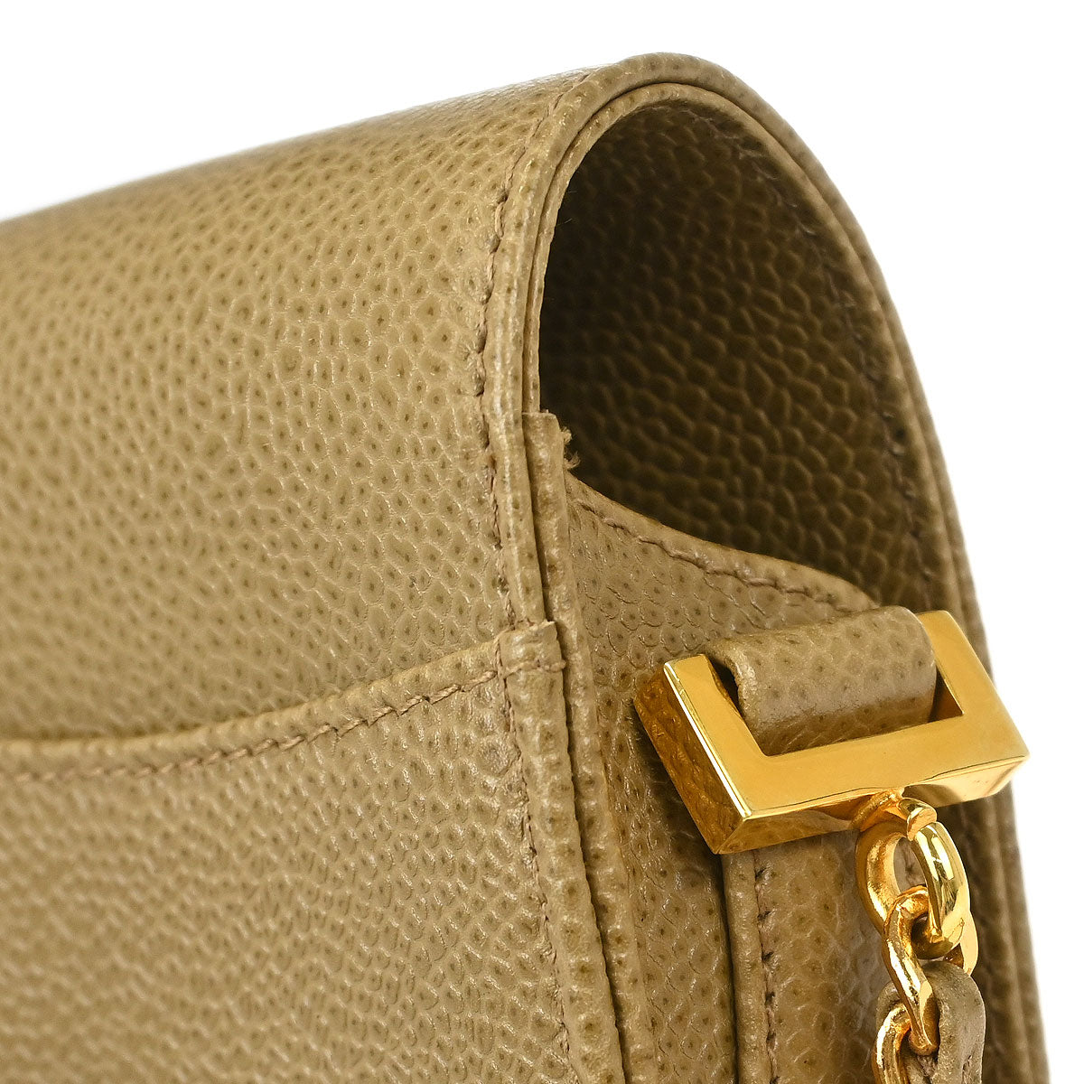 Chanel 1994-1996 Beige Caviar Skin Chain Shoulder Bag Pochette Phone Case