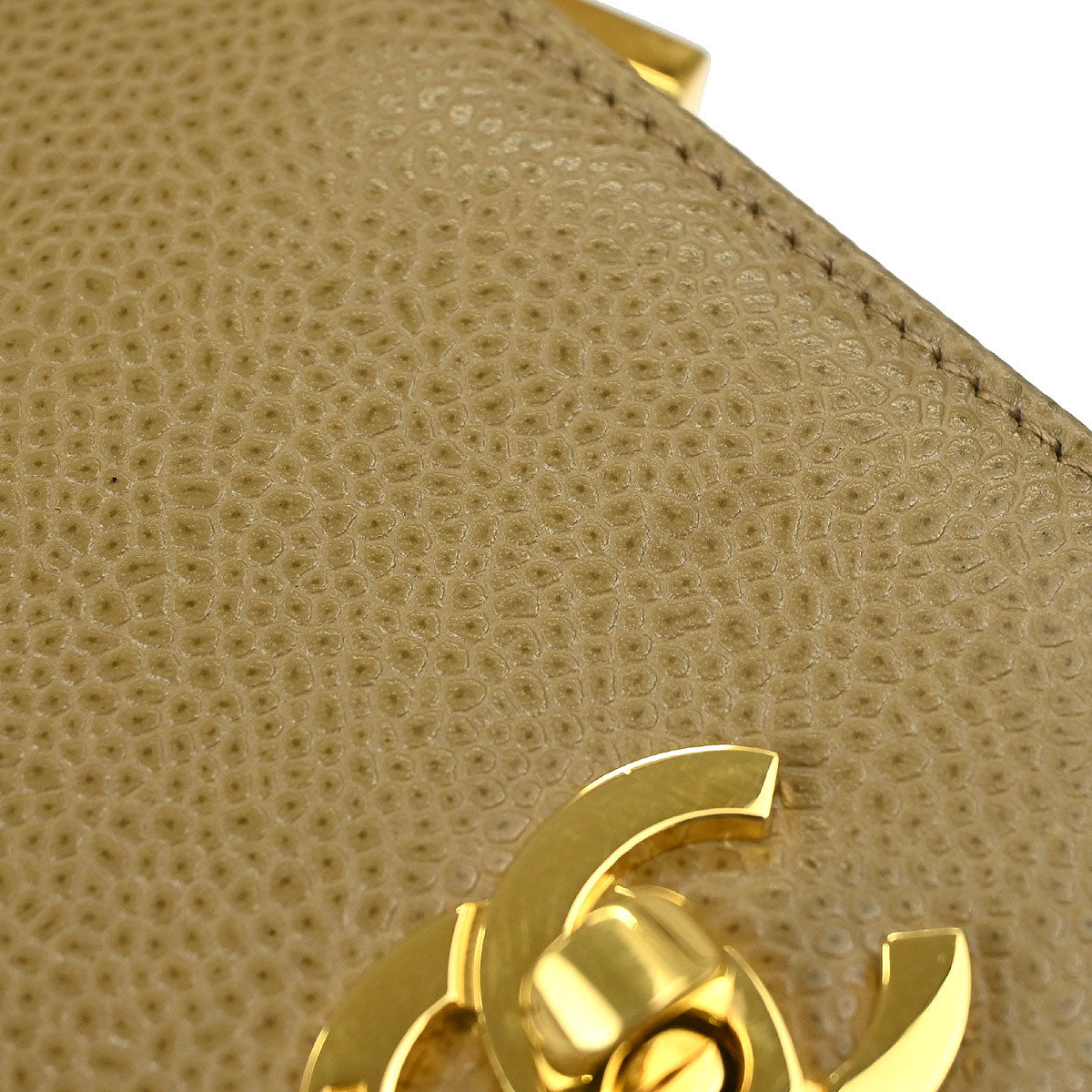 Chanel 1994-1996 Beige Caviar Skin Chain Shoulder Bag Pochette Phone Case