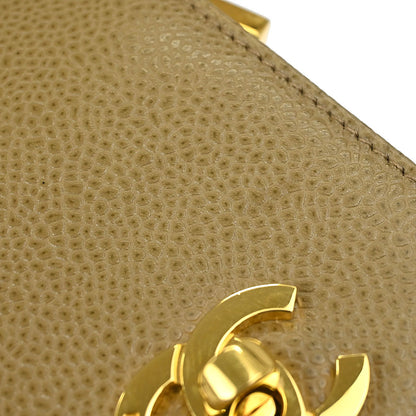 Chanel 1994-1996 Beige Caviar Skin Chain Shoulder Bag Pochette Phone Case