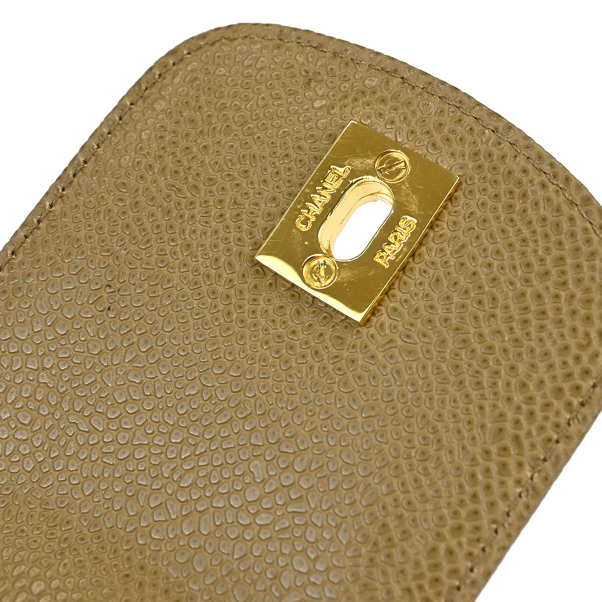 Chanel 1994-1996 Beige Caviar Skin Chain Shoulder Bag Pochette Phone Case