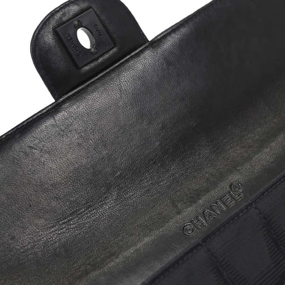 Chanel 2000-2002 Black Jacquard Nylon Travel Line East West Shoulder Bag