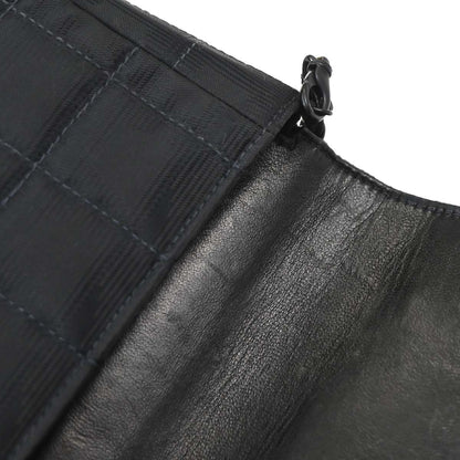 Chanel 2000-2002 Black Jacquard Nylon Travel Line East West Shoulder Bag