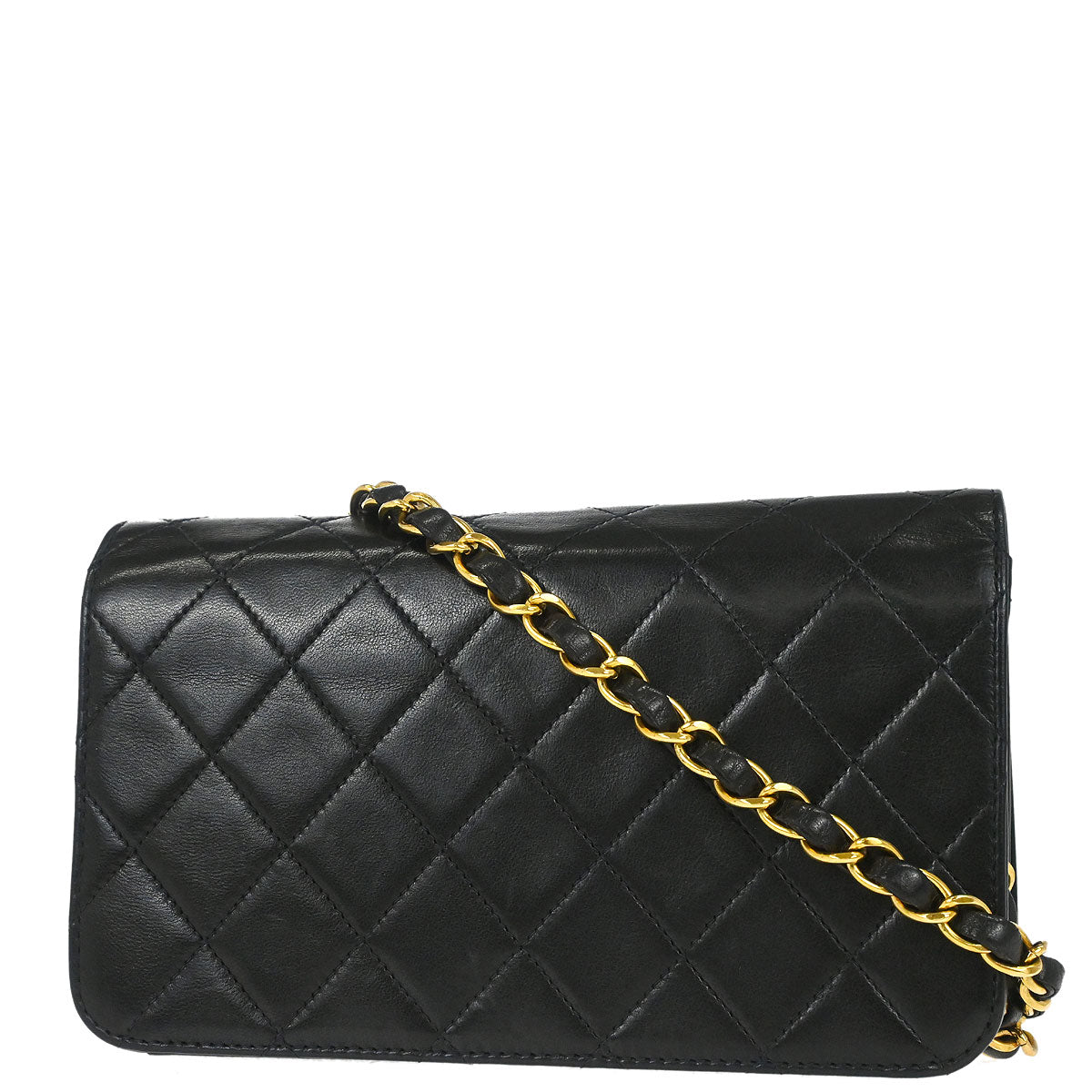 Chanel Black Lambskin Pushlock Mini Full Flap Shoulder Bag