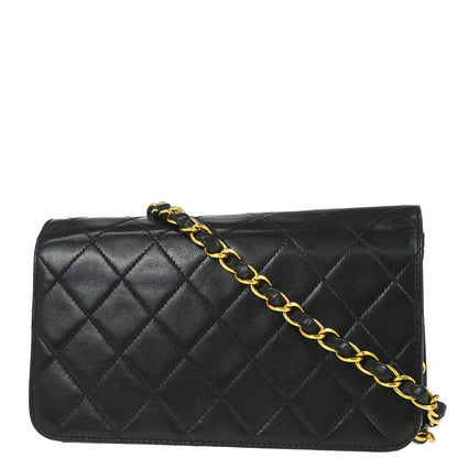 Chanel Black Lambskin Pushlock Mini Full Flap Shoulder Bag