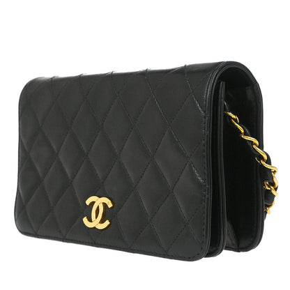 Chanel Black Lambskin Pushlock Mini Full Flap Shoulder Bag