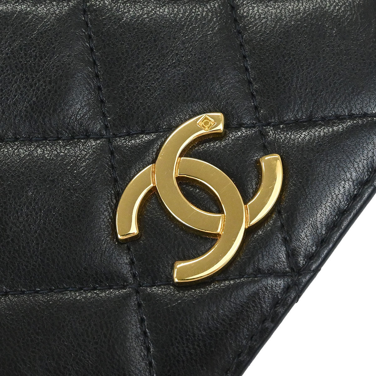 Chanel Black Lambskin Pushlock Mini Full Flap Shoulder Bag
