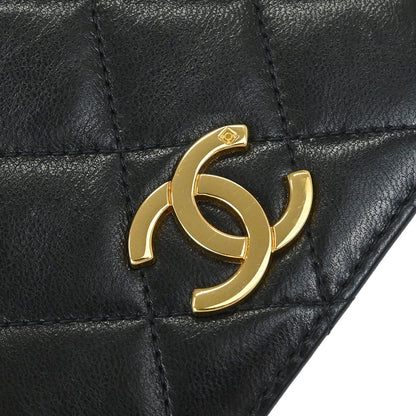 Chanel Black Lambskin Pushlock Mini Full Flap Shoulder Bag