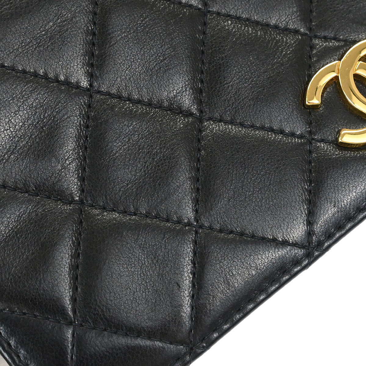 Chanel Black Lambskin Pushlock Mini Full Flap Shoulder Bag