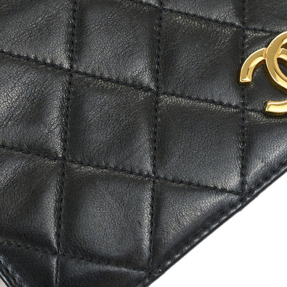 Chanel Black Lambskin Pushlock Mini Full Flap Shoulder Bag