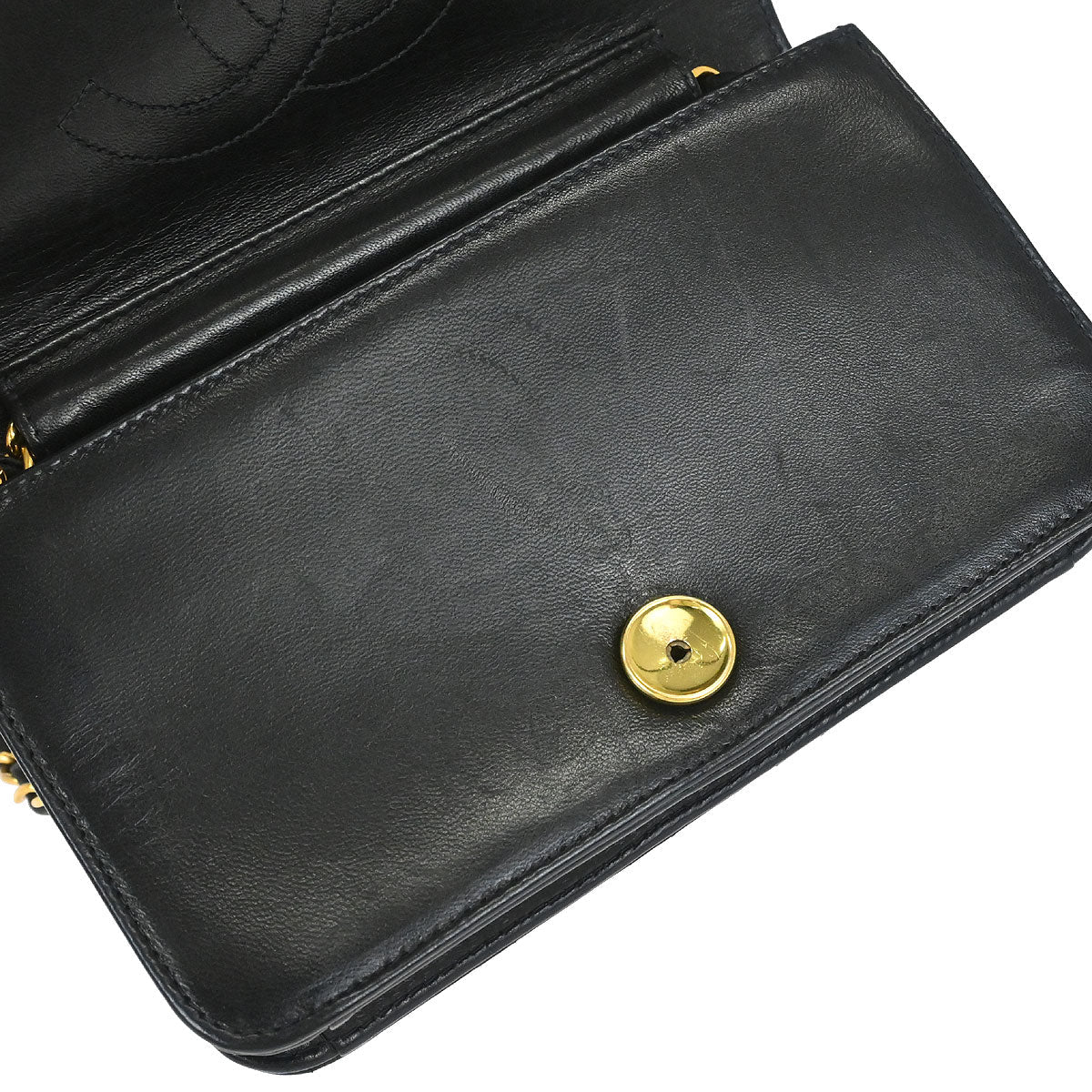 Chanel Black Lambskin Pushlock Mini Full Flap Shoulder Bag