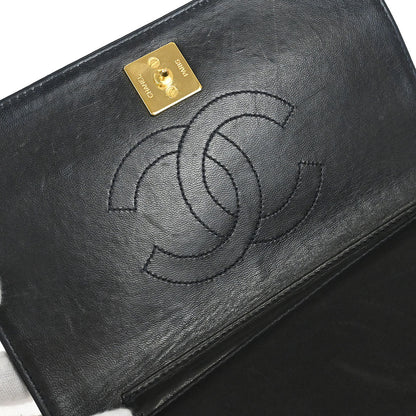 Chanel Black Lambskin Pushlock Mini Full Flap Shoulder Bag