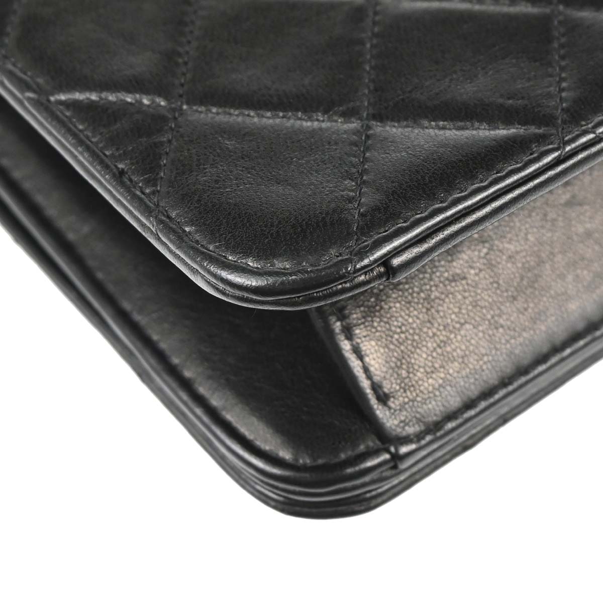 Chanel 1996-1997 Black Lambskin Pushlock Mini Full Flap Shoulder Bag