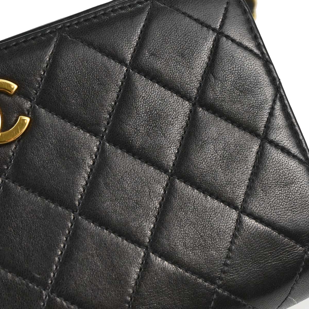Chanel 1996-1997 Black Lambskin Pushlock Mini Full Flap Shoulder Bag
