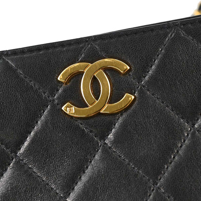Chanel 1996-1997 Black Lambskin Pushlock Mini Full Flap Shoulder Bag