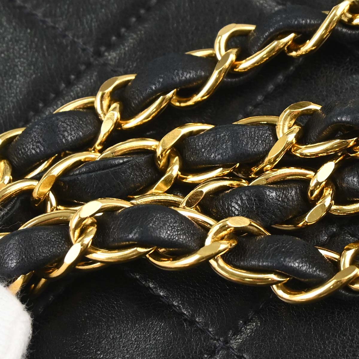 Chanel 1996-1997 Black Lambskin Pushlock Mini Full Flap Shoulder Bag