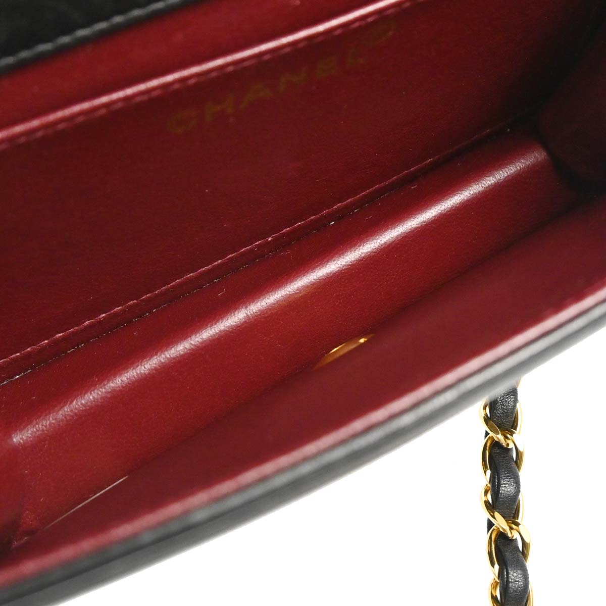 Chanel 1996-1997 Black Lambskin Pushlock Mini Full Flap Shoulder Bag