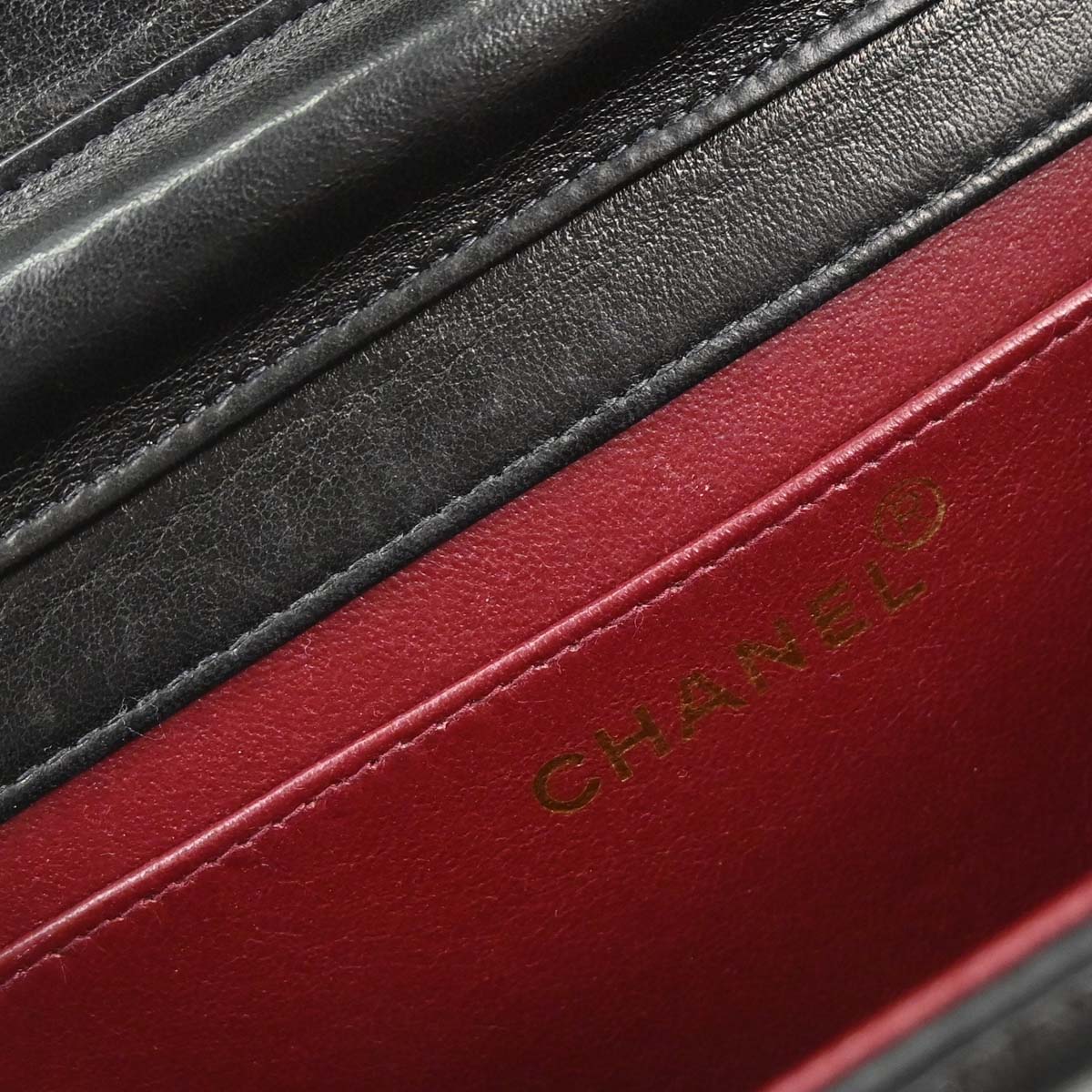 Chanel 1996-1997 Black Lambskin Pushlock Mini Full Flap Shoulder Bag