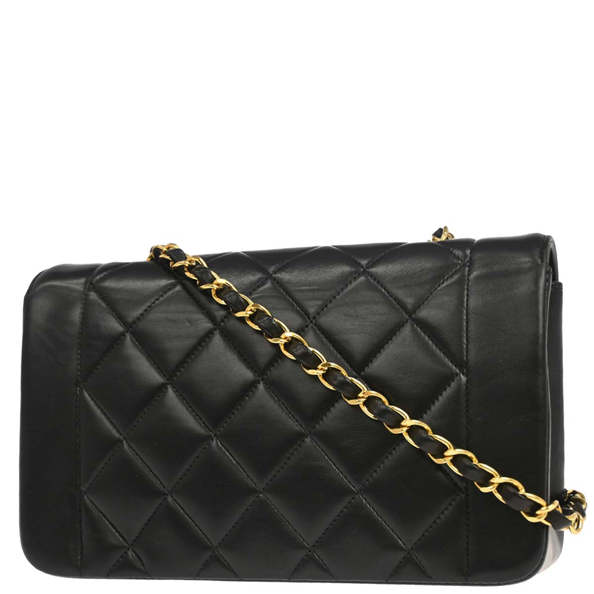 Chanel 1996-1997 Black Lambskin Small Diana Shoulder Bag