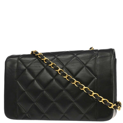 Chanel 1996-1997 Black Lambskin Small Diana Shoulder Bag
