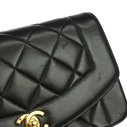 Chanel 1996-1997 Black Lambskin Small Diana Shoulder Bag