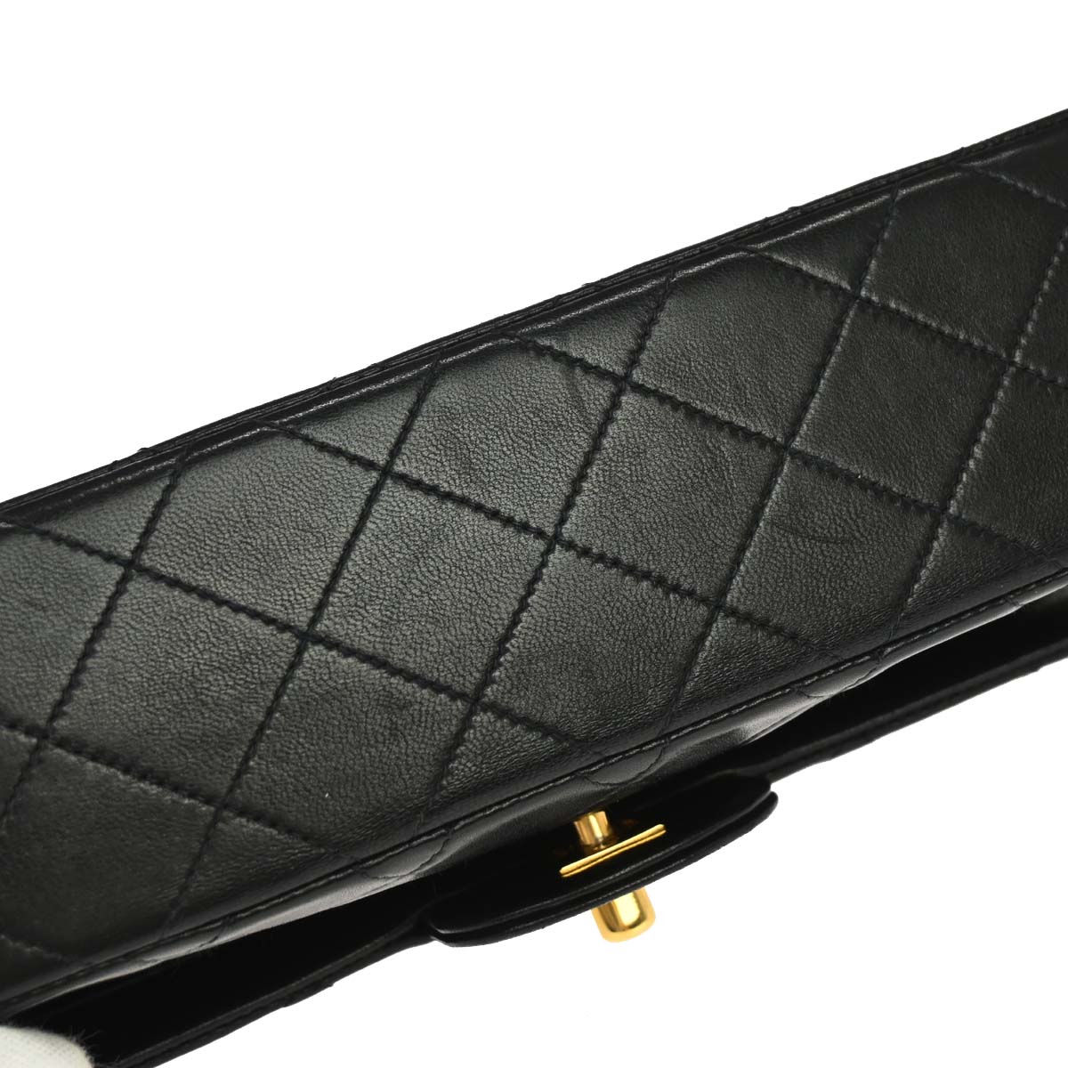 Chanel 1991-1994 Black Lambskin Small Classic Double Flap Shoulder Bag