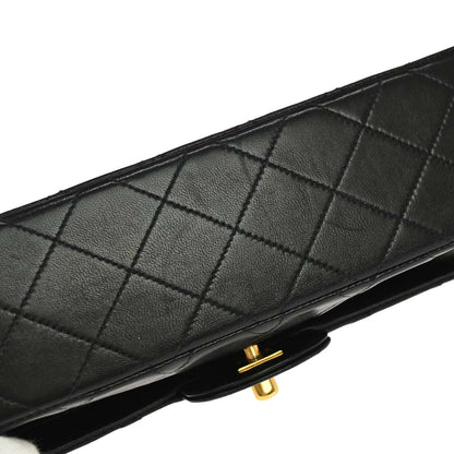 Chanel 1991-1994 Black Lambskin Small Classic Double Flap Shoulder Bag