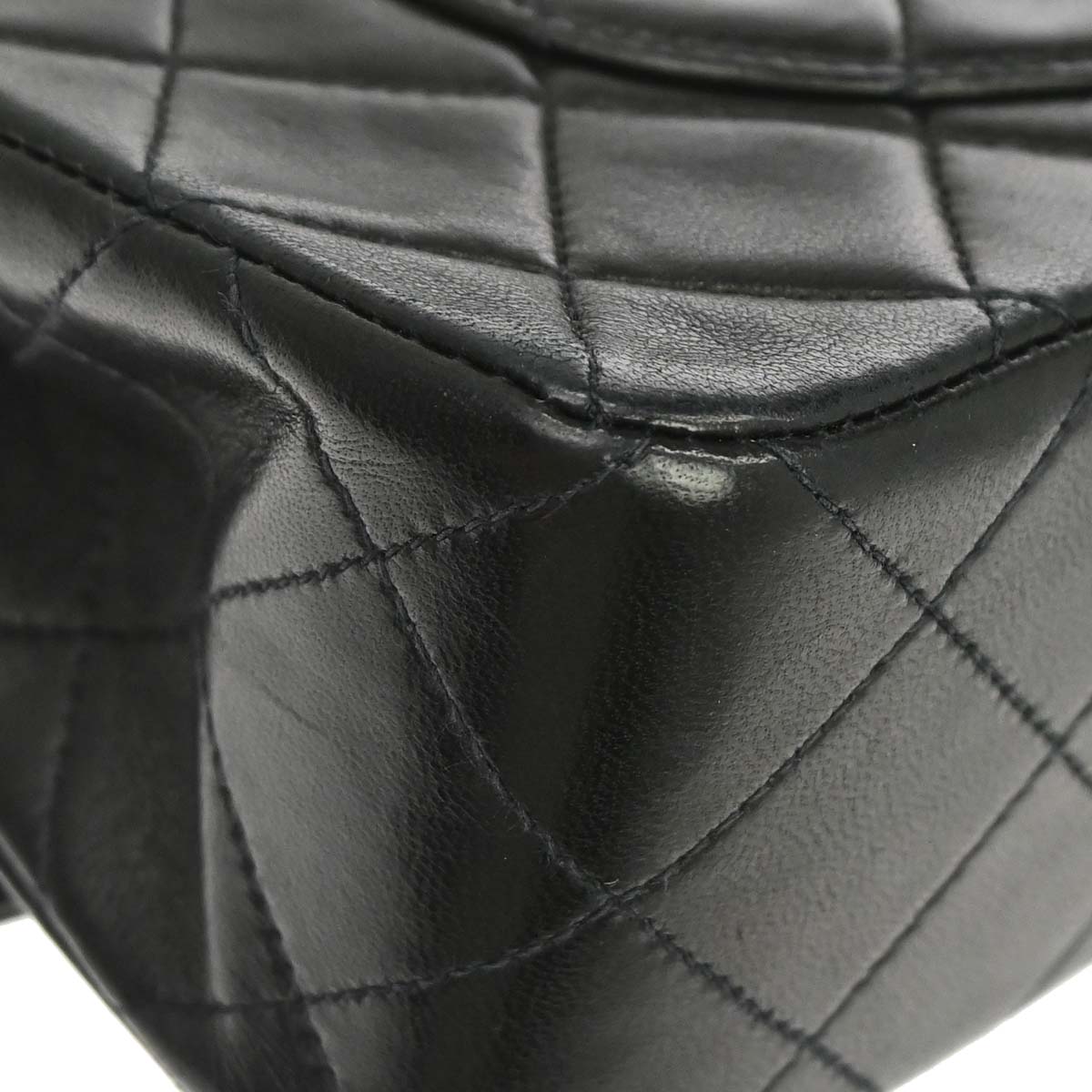 Chanel 1991-1994 Black Lambskin Small Classic Double Flap Shoulder Bag