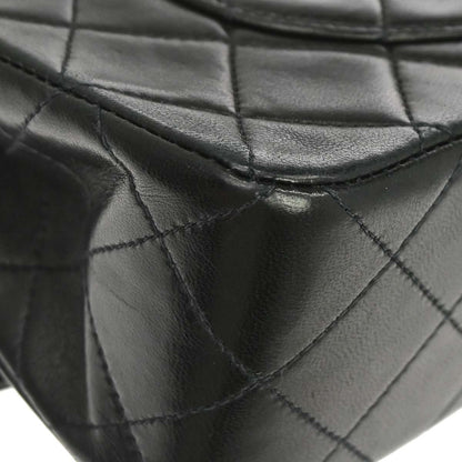 Chanel 1991-1994 Black Lambskin Small Classic Double Flap Shoulder Bag