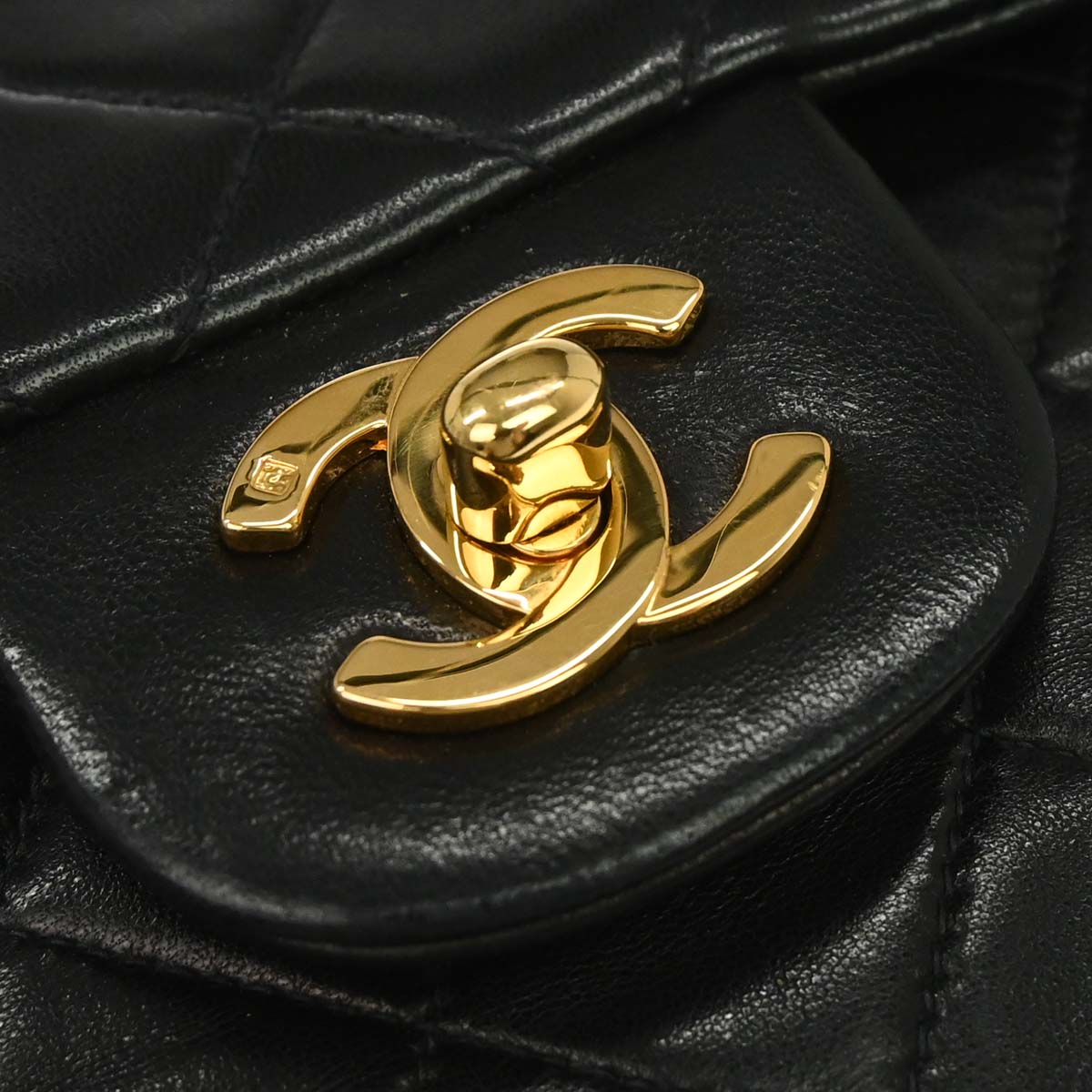 Chanel 1991-1994 Black Lambskin Small Classic Double Flap Shoulder Bag